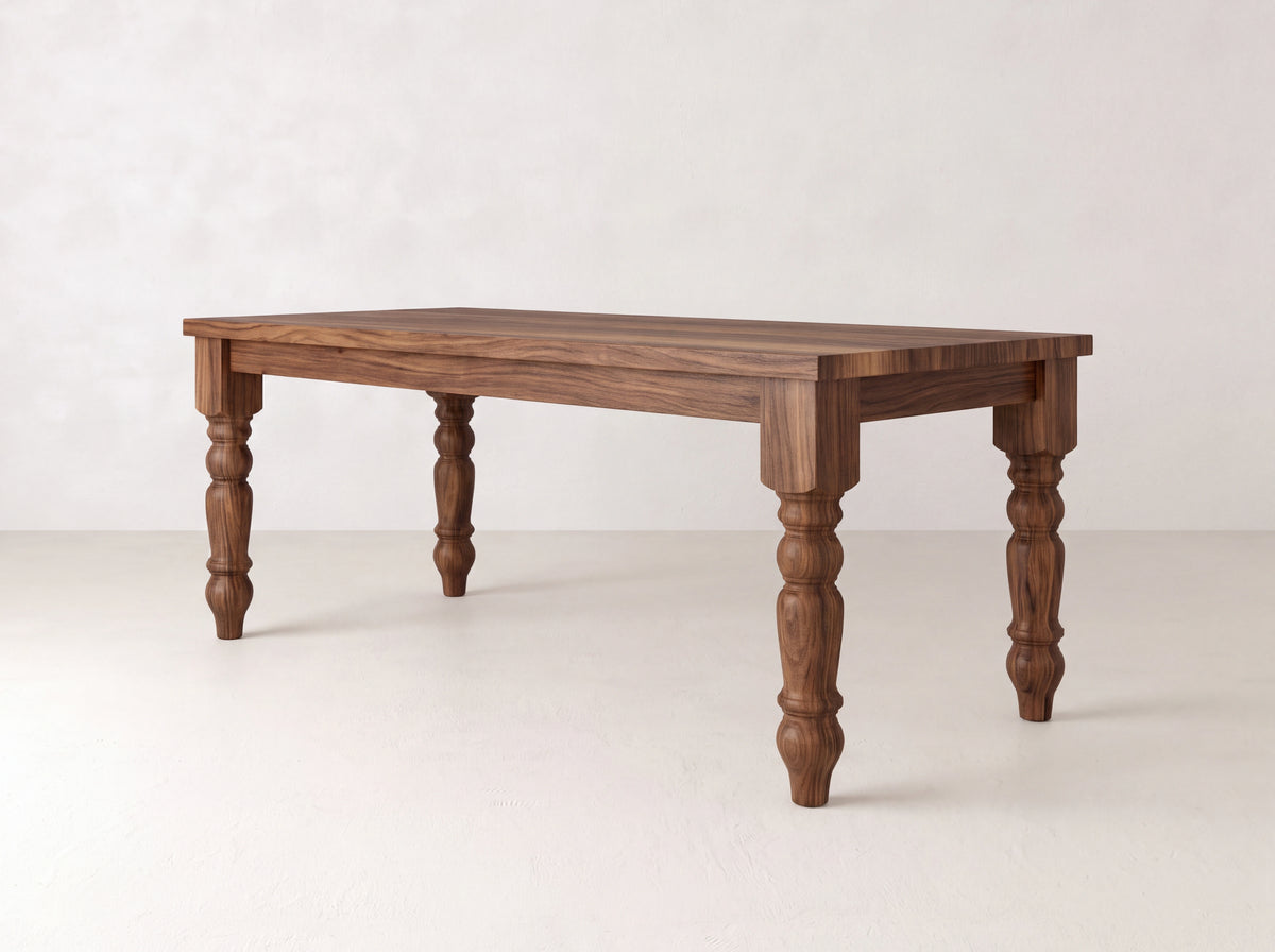 Baluster Dining Table - Satin on Black Walnut