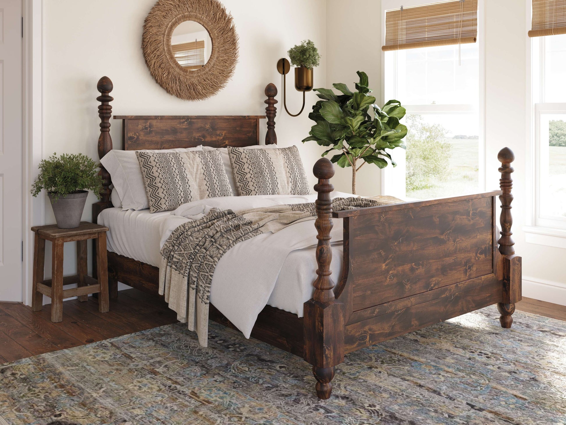 Catherine Bed - Tobacco on Alder