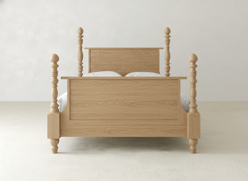 Catherine Bed - Oat on Oak