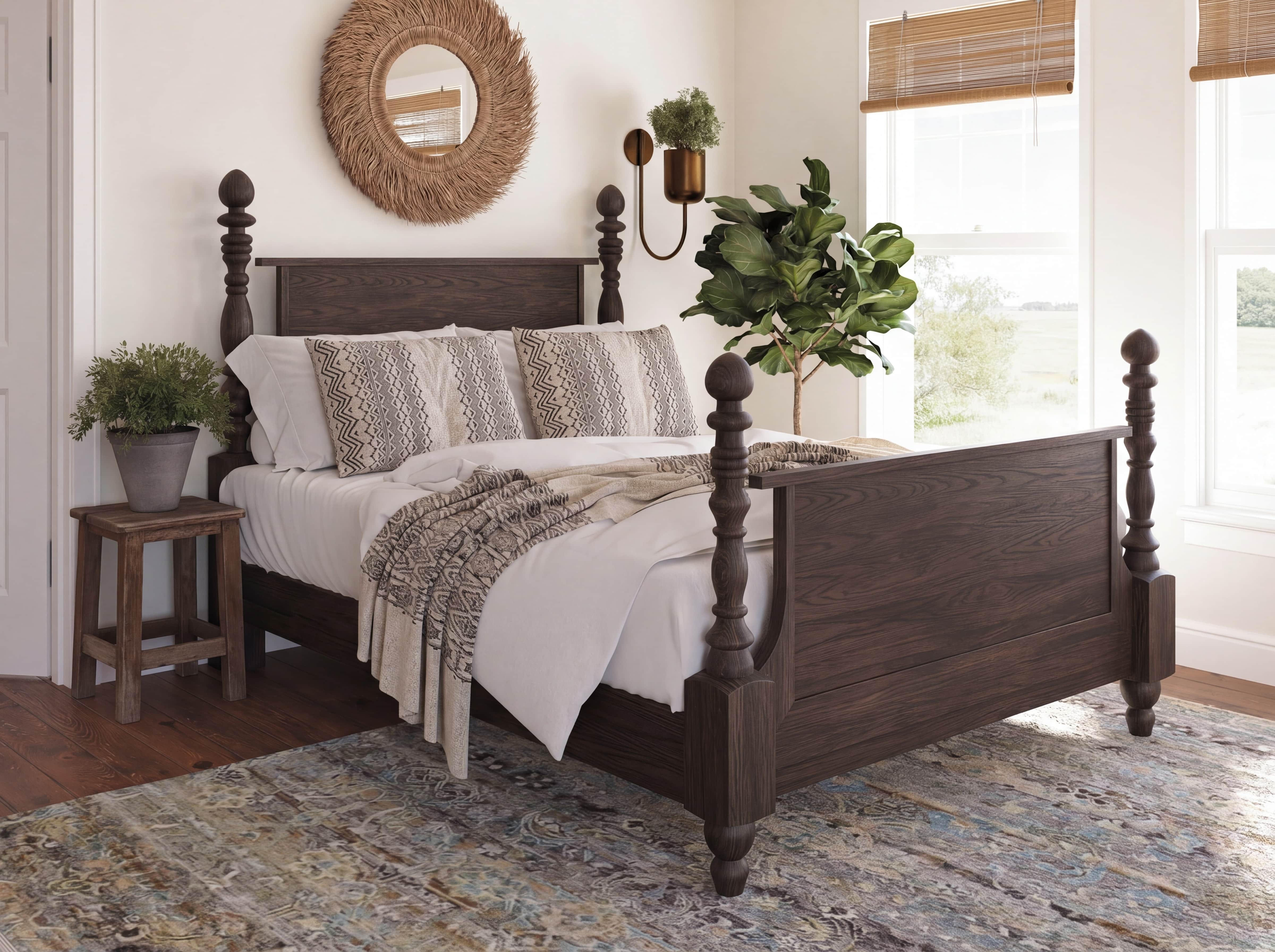 Catherine Bed - Almond on Oak