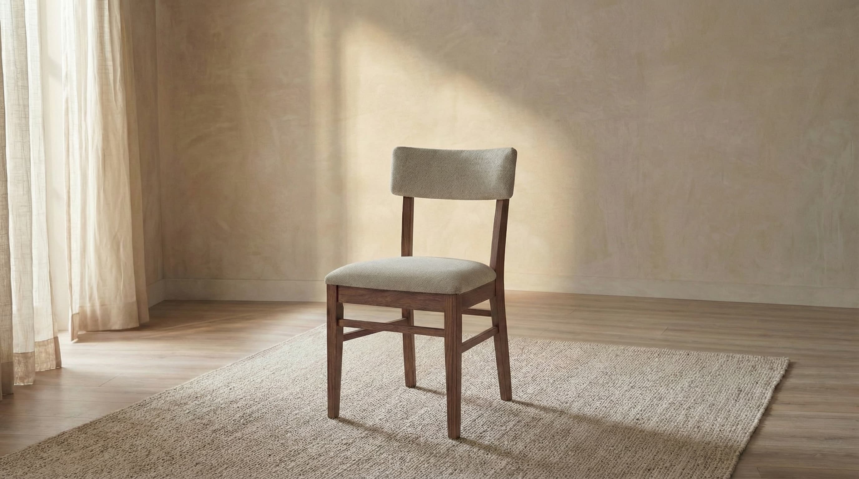 Everly Side Dining Chair - Black Walnut & Sand Linen