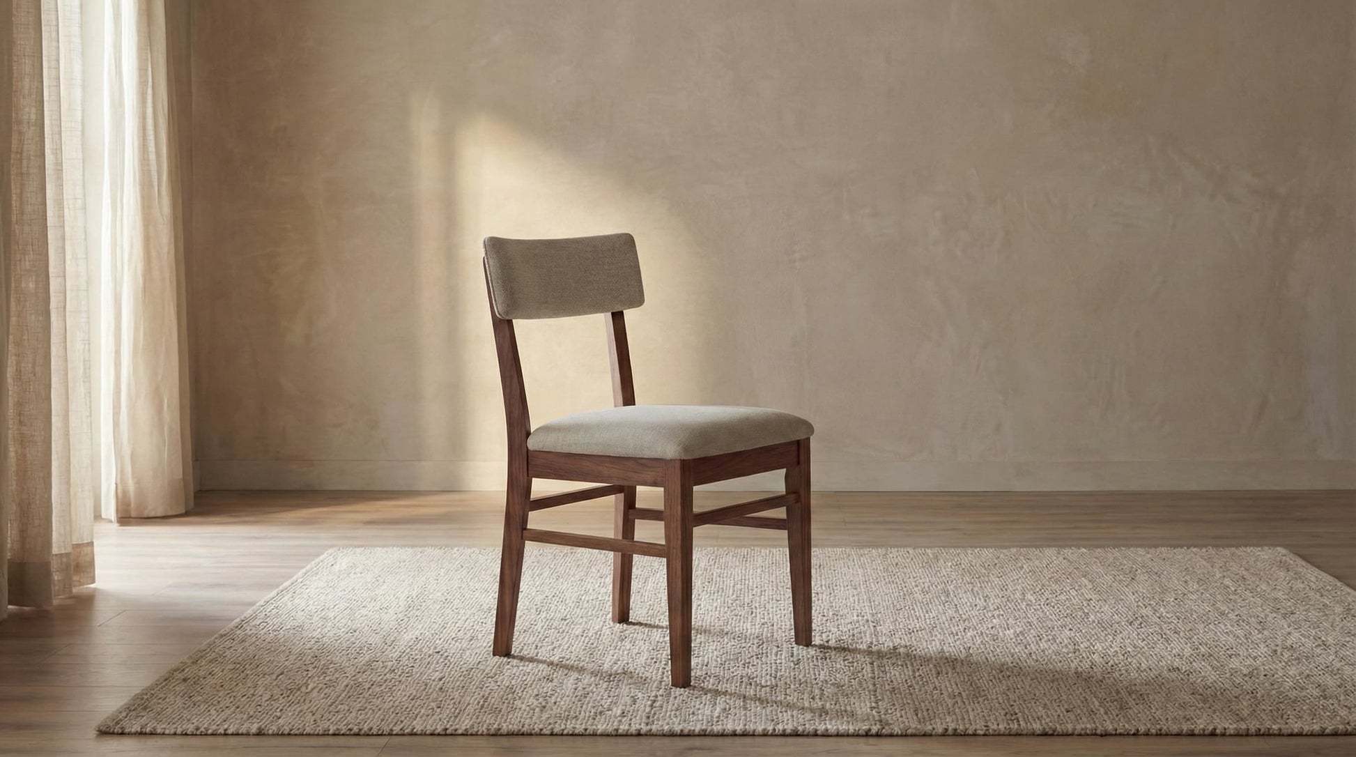 Everly Side Dining Chair - Black Walnut & Sand Linen