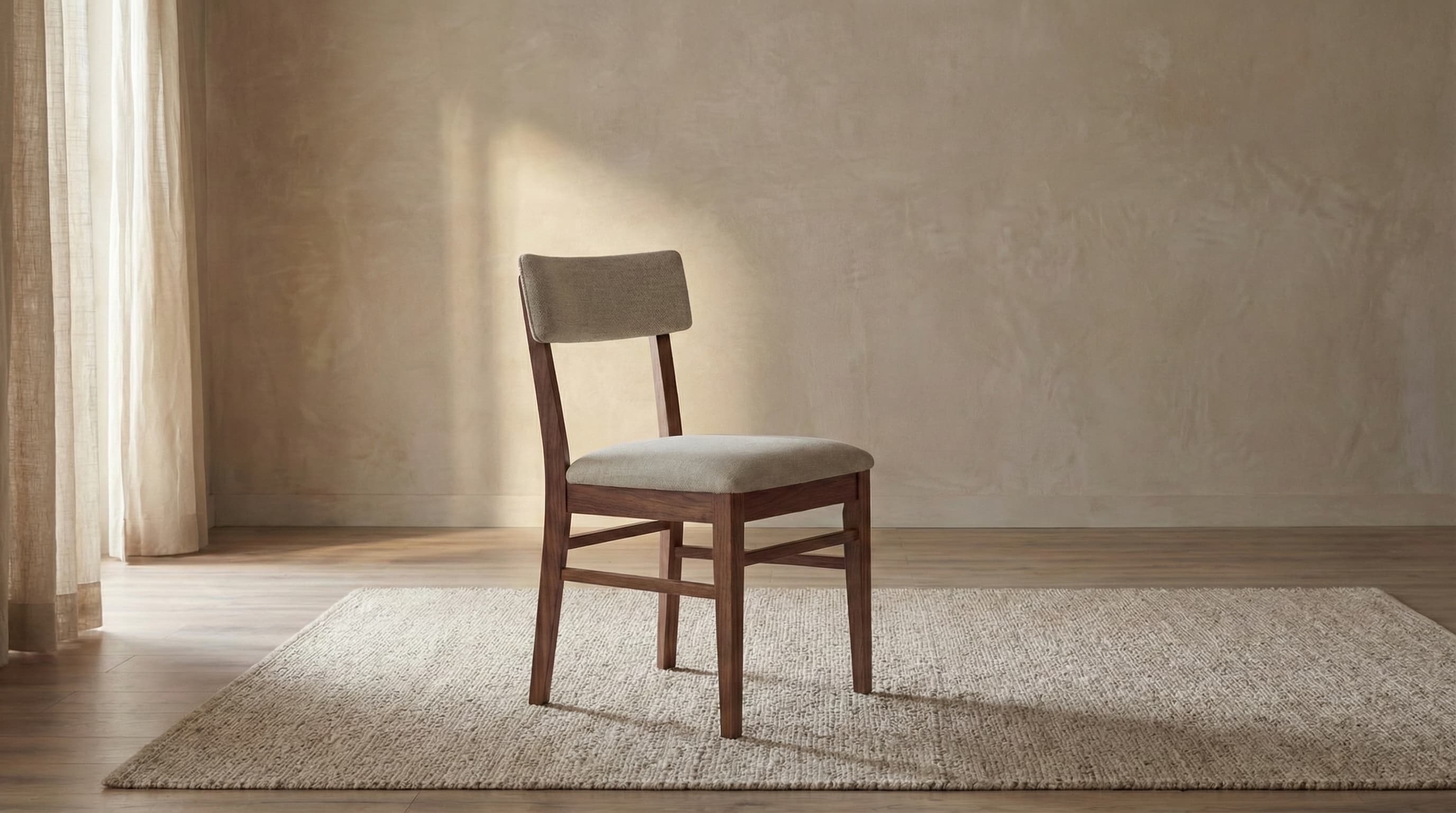Everly Side Dining Chair - Black Walnut & Sand Linen