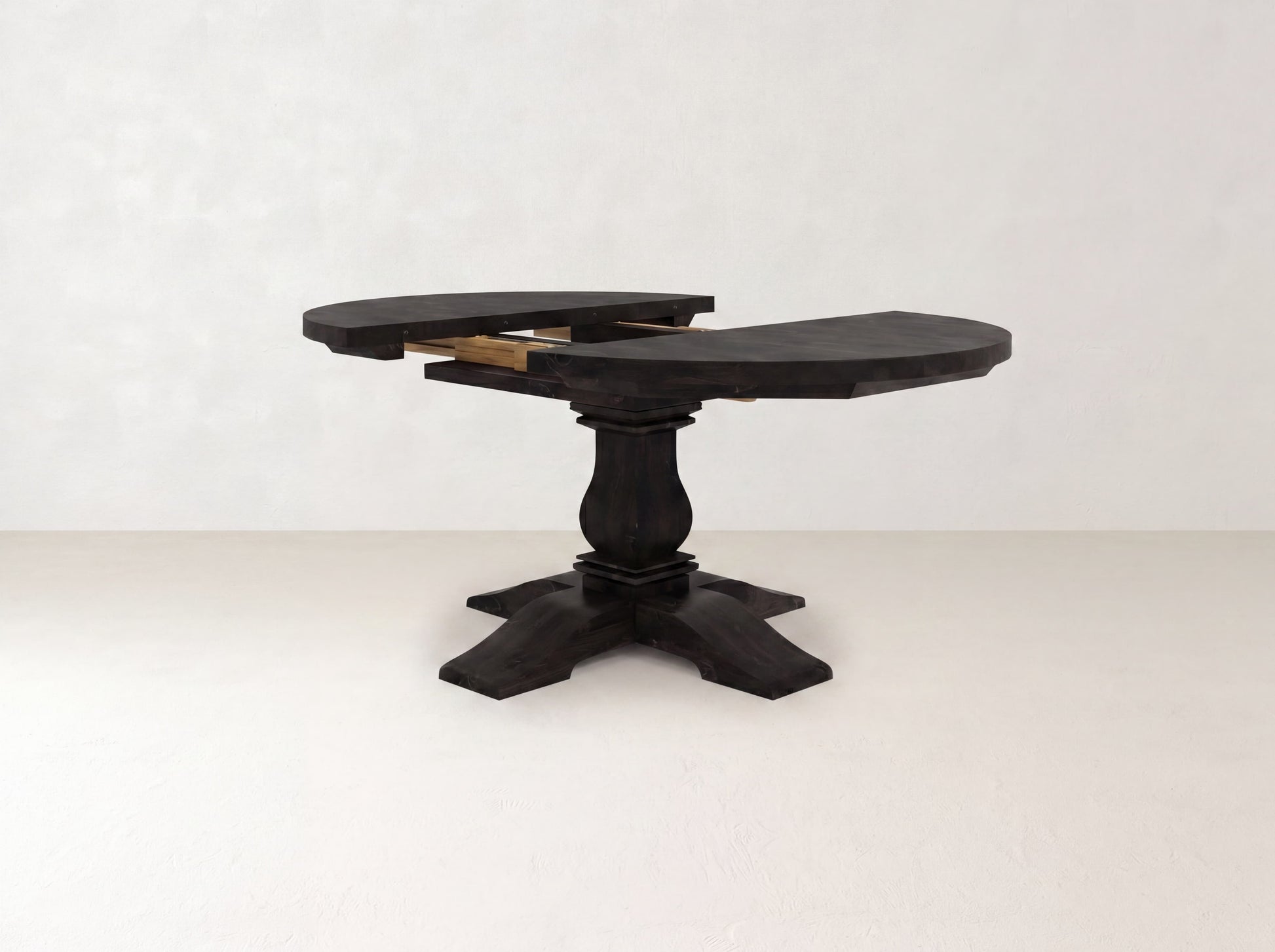 Heirloom Round Expandable Dining Table - Charred Ember on Alder