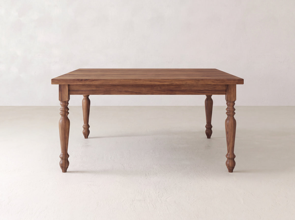 French Country Square Dining Table - Satin on Black Walnut