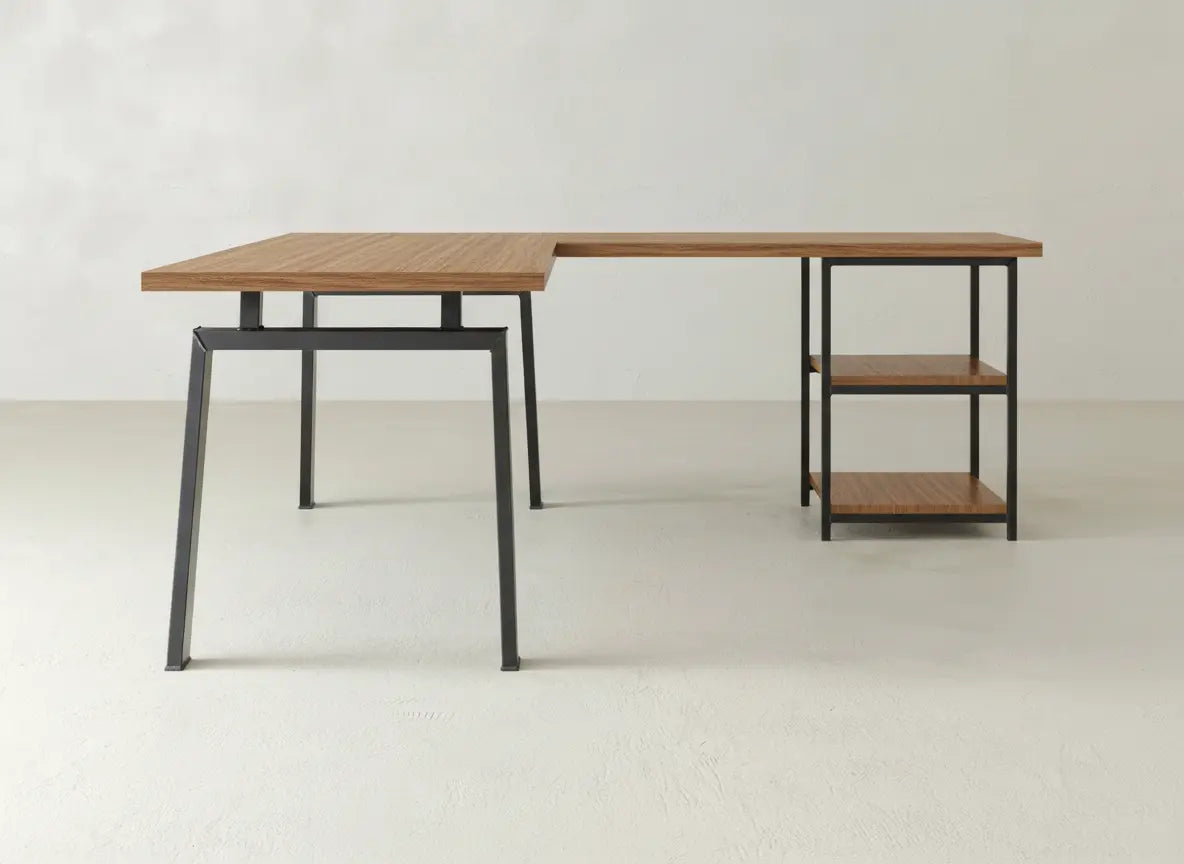 Fulton Corner Desk - Oat on Oak