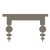 A simple, gray, stylized icon of a table with a rectangular top and four intricately carved legs.