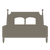 Icon of a bed symbol, featuring a simplistic design with two pillows, a headboard, and a frame, all in a uniform gray color.