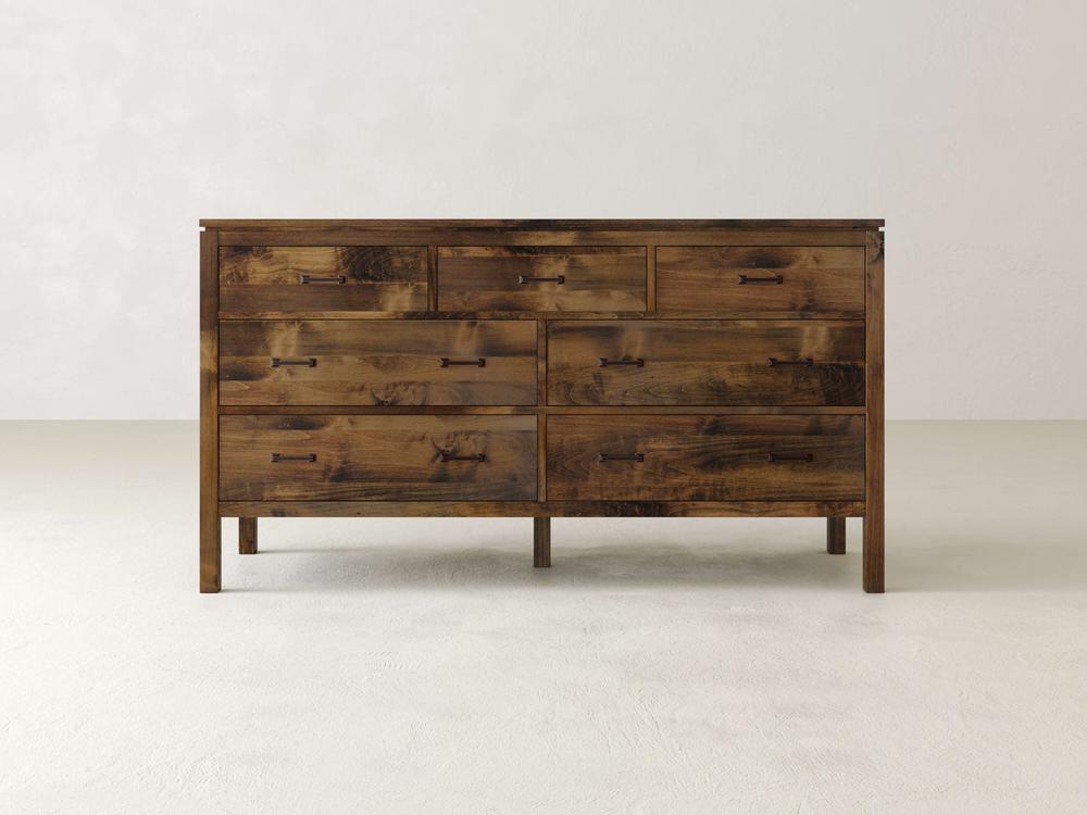 maple dresser American Drew AD Modern Synergy Nouveau Walnut modern interpretation of timeless craftsmanship Carter Dresser - Croft House