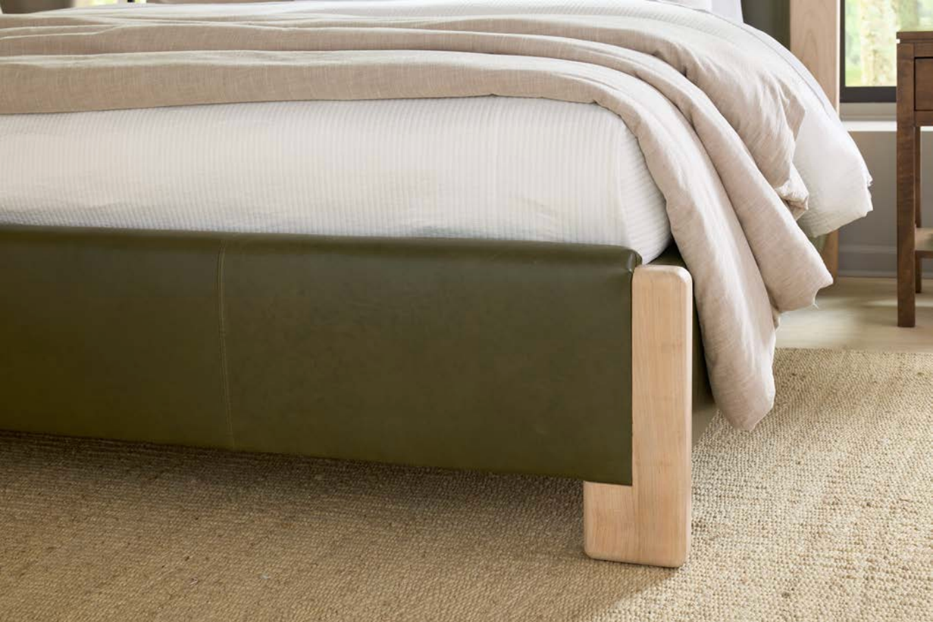 Lennon Bed - Harvest Wheat & Olive Leather