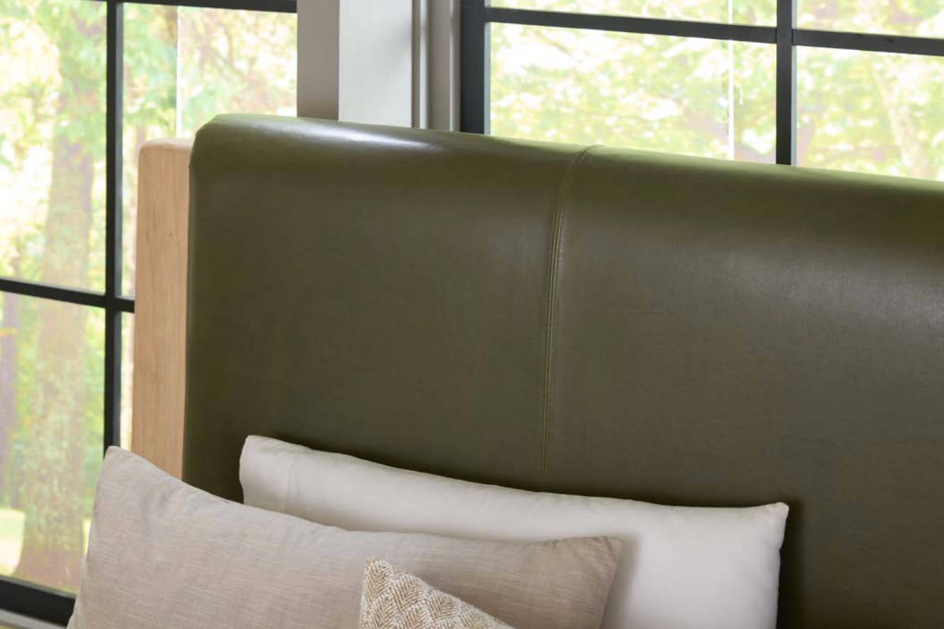 Lennon Bed - Harvest Wheat & Olive Leather