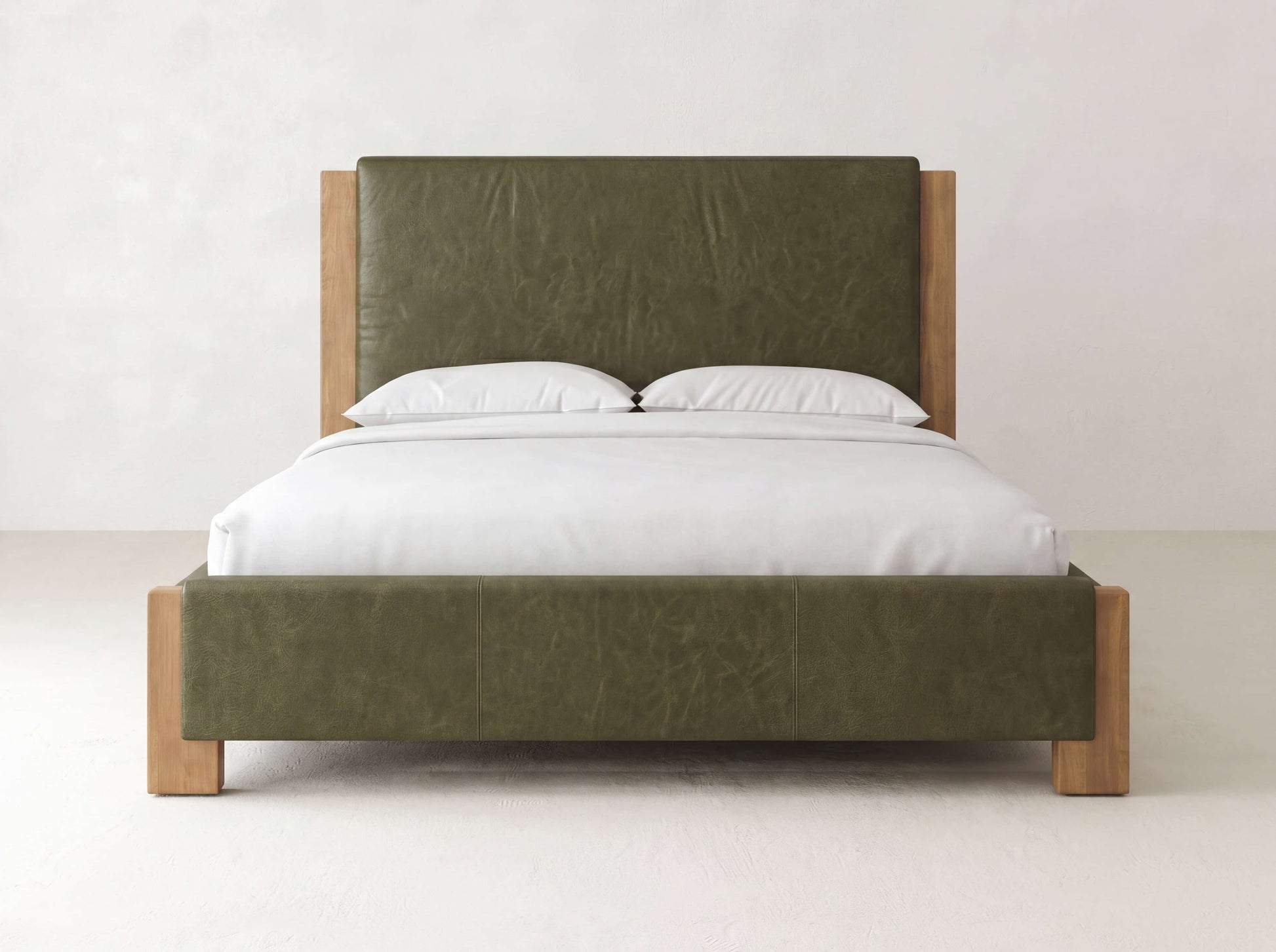 Lennon Bed - Harvest Wheat & Olive Leather