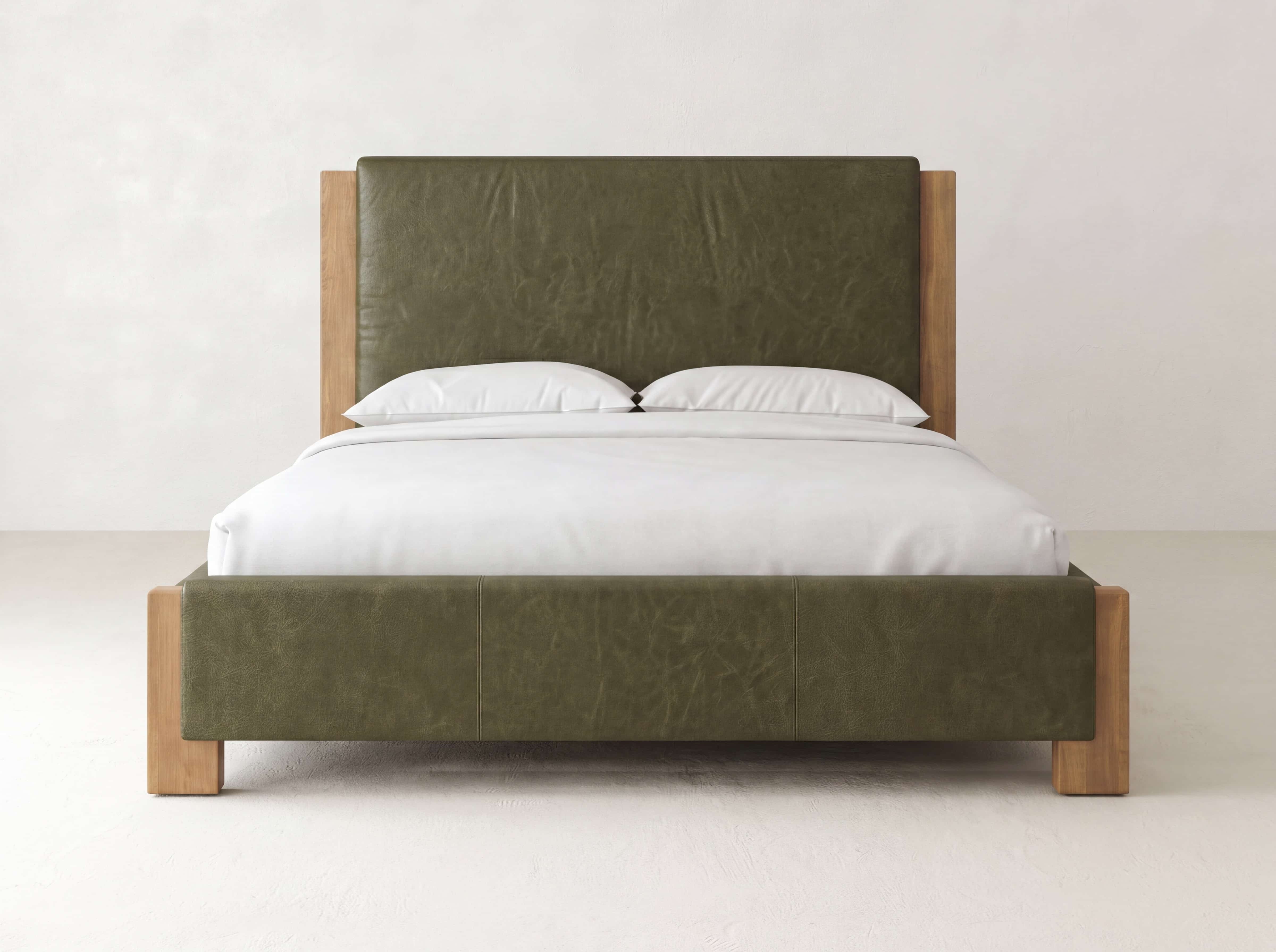 Lennon Bed - Harvest Wheat & Olive Leather