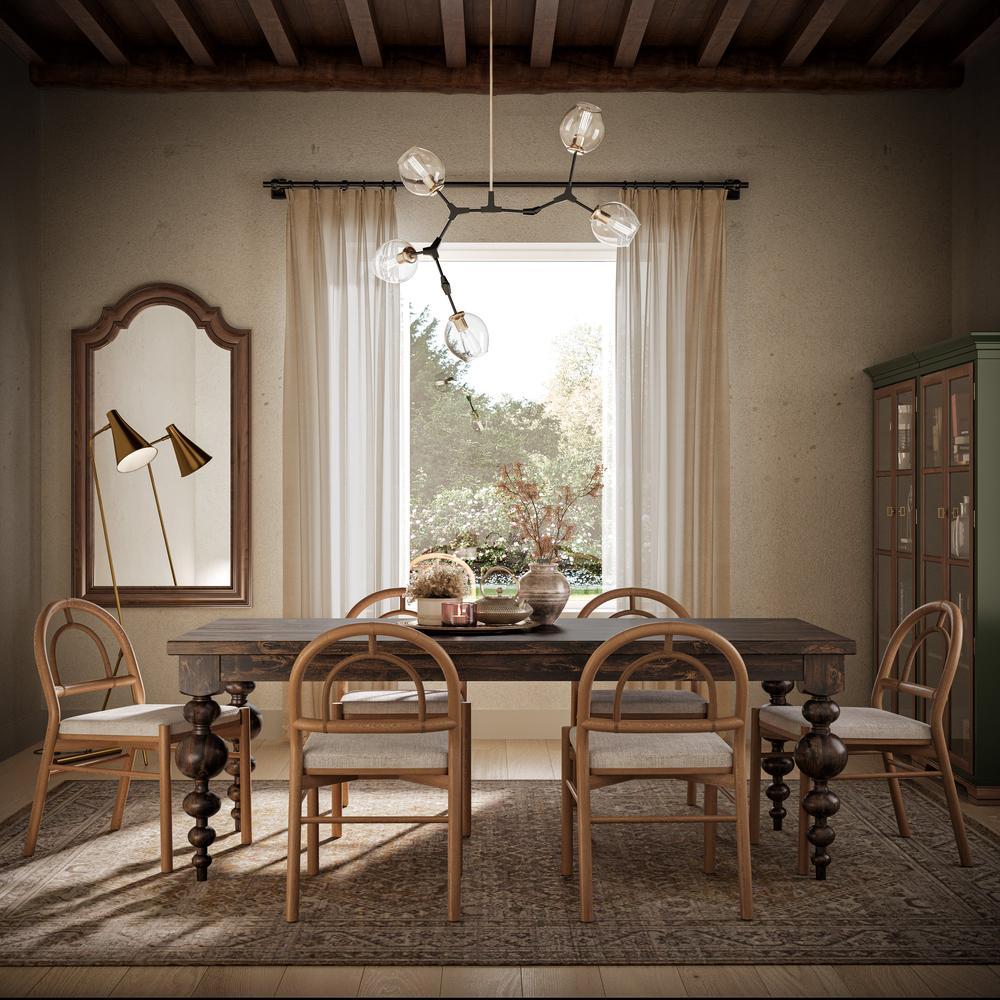 Pictured at 7' L x 37" W in Tobacco Finish. Pictured with <a href="/products/belfast-chair">Belfast Solid Oak and Cane Chairs</a>, and <a href="/products/harriet-area-rug">Harriet Area Rug</a>.