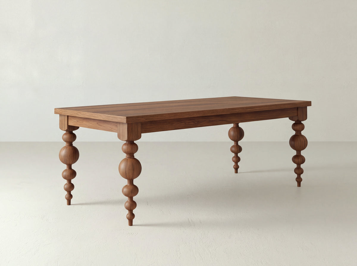 Olivia Dining Table - Satin on Black Walnut