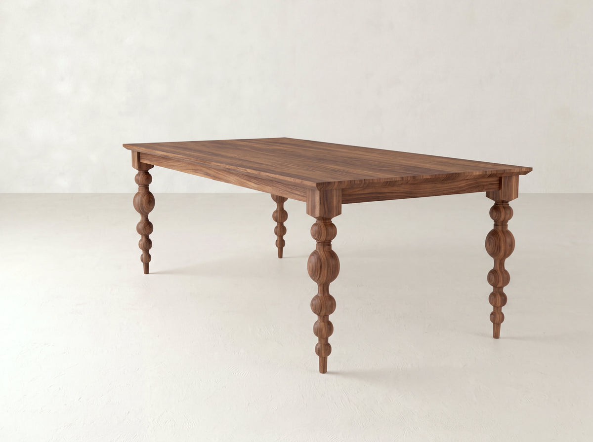 Olivia Petite Dining Table - Satin on Black Walnut