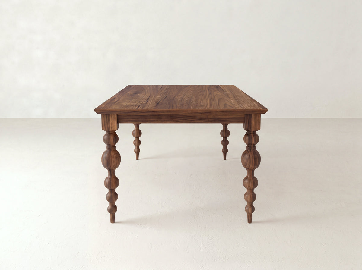 Olivia Petite Dining Table - Satin on Black Walnut
