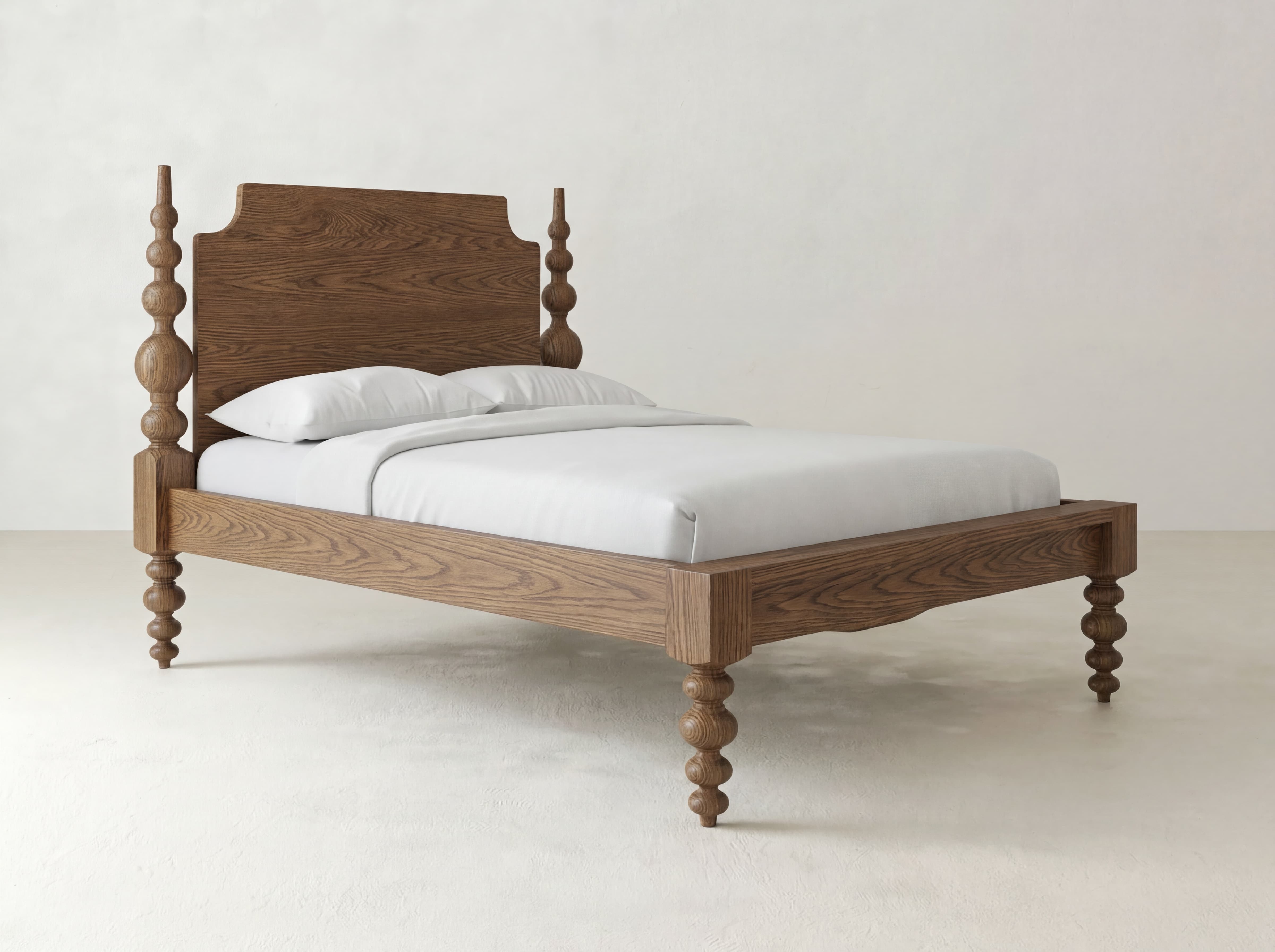 Olivia Poster Bed - Almond on Oak