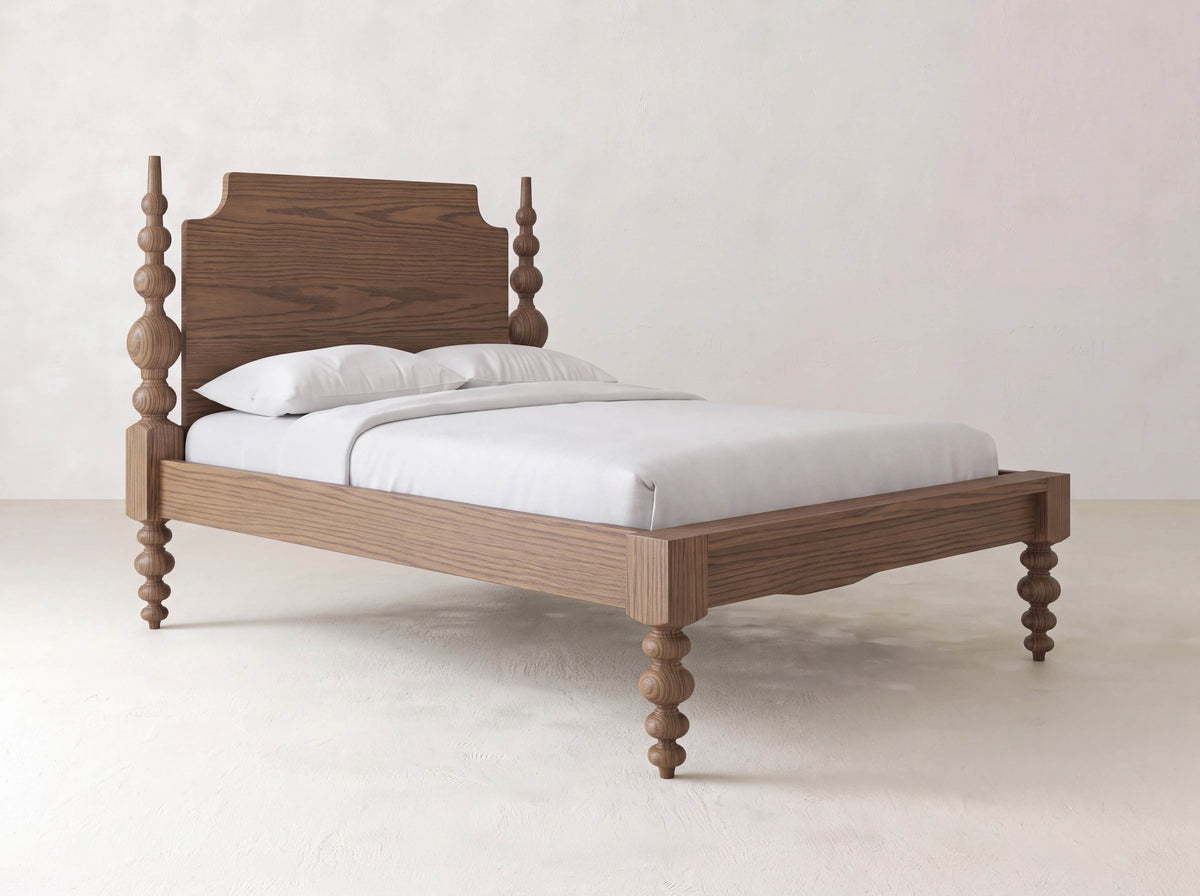 Olivia Poster Bed - Almond on Oak