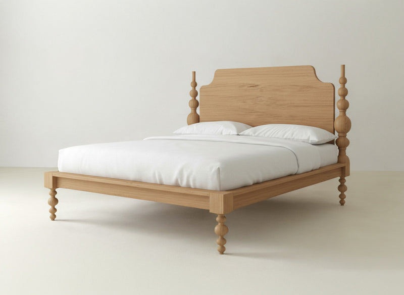 Olivia Poster Bed - Oat on Oak