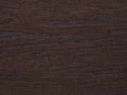 The Sable on Oak Sample by James+James features a dark brown oak surface with matte sheen, showcasing natural lines and variations, and a smooth, versatile finish typical of stained wood.