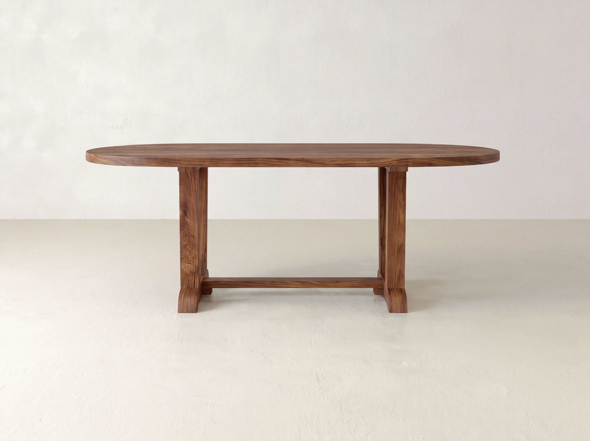 Thaden Oval Dining Table - Satin on Black Walnut