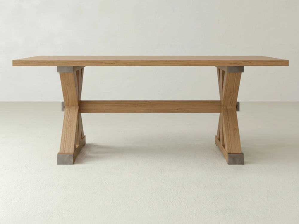 Trestle Dining Table - Oat on Oak