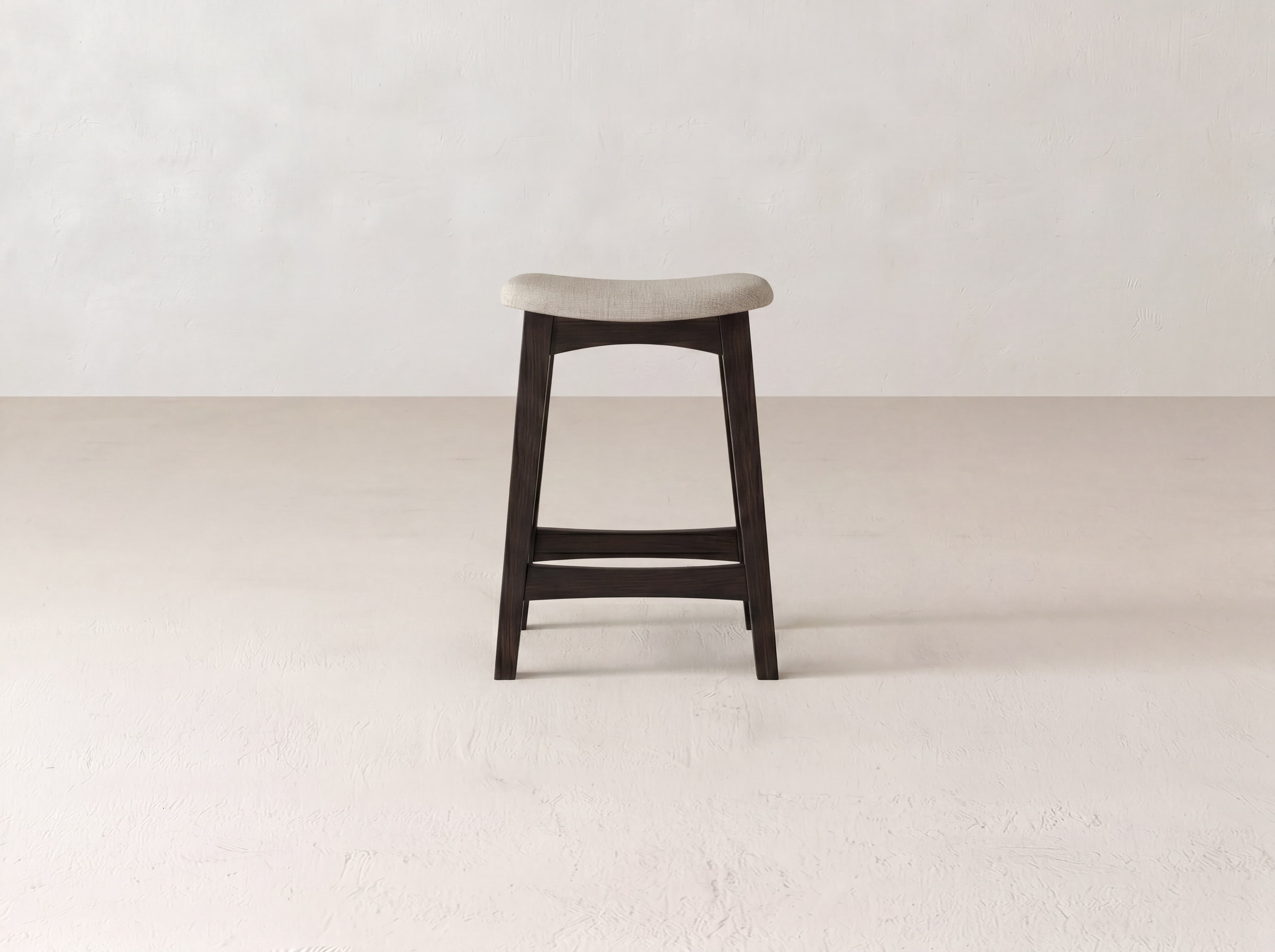 Weston Upholstered Stool - Espresso & Natural Fabric