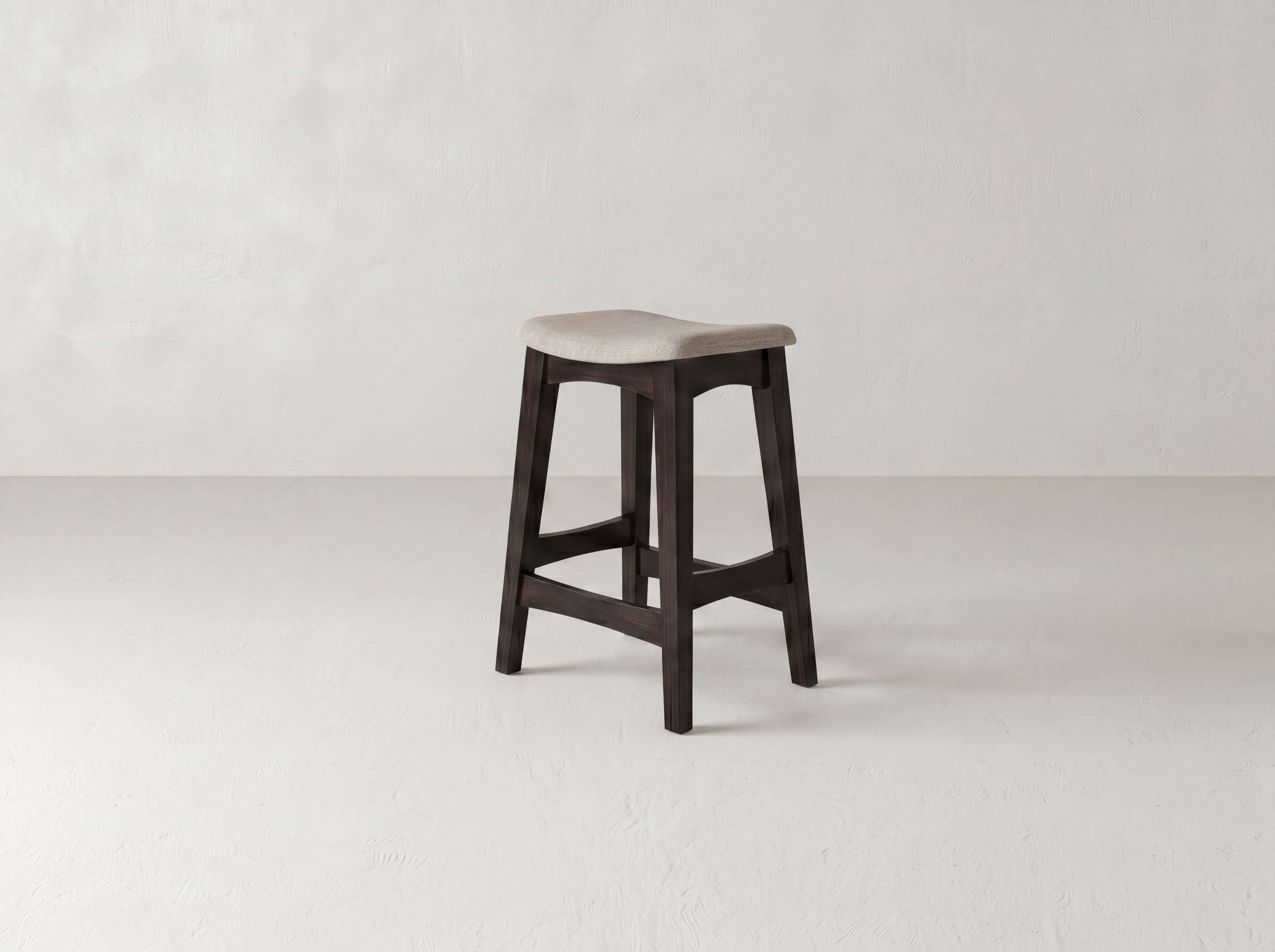 Weston Upholstered Stool - Espresso & Natural Fabric