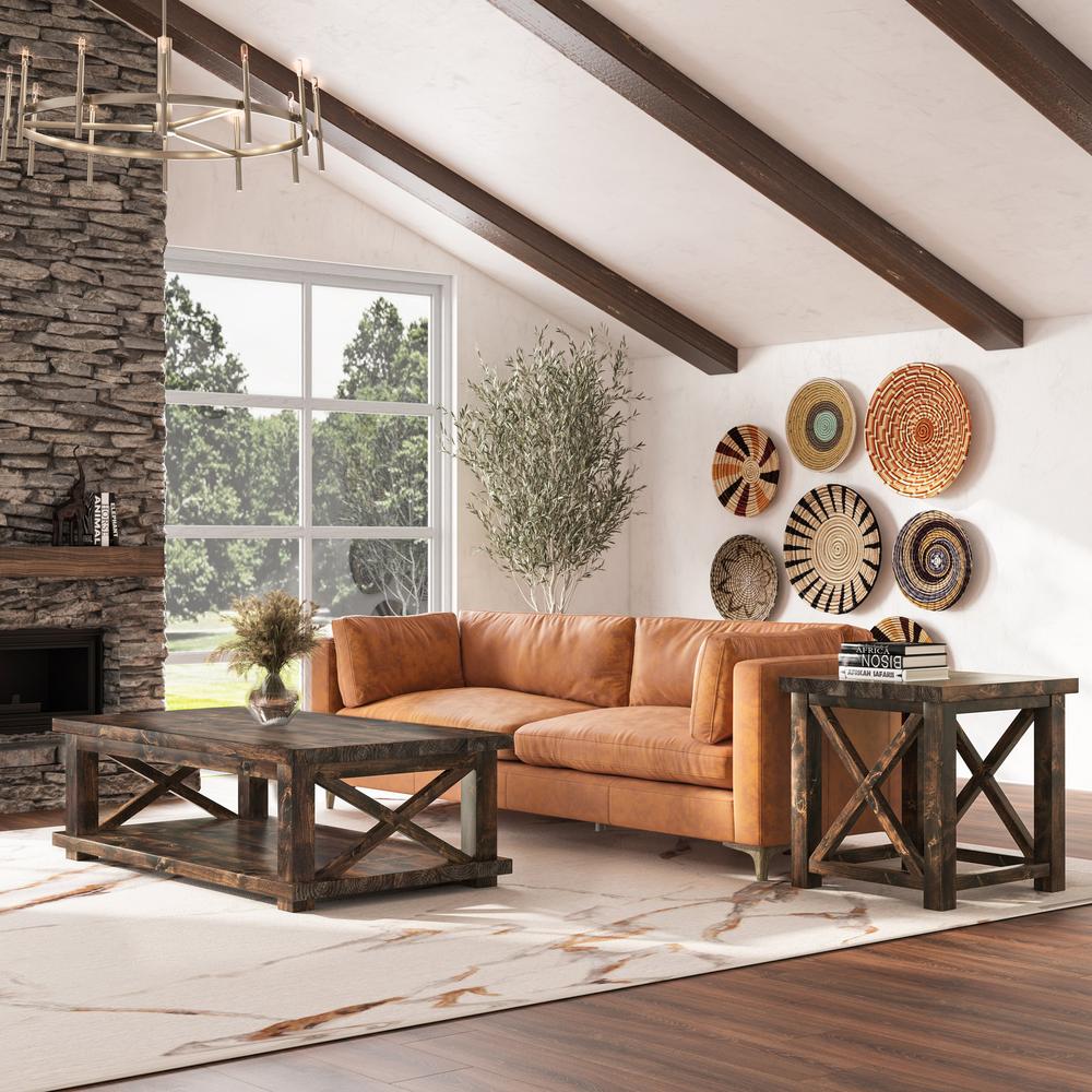 Pictured in Tobacco Finish. Pictured with <a href="/products/carter-x-style-end-table">Carter X Style End Table</a> in Tobacco Finish, <a href="/products/braden-couch">Braden Couches</a>. and the <a href="/products/fragment-rug">Fragment Rug</a>. Also pictured with the <a href="/products/encore-chandelier">Encore Chandelier</a>.